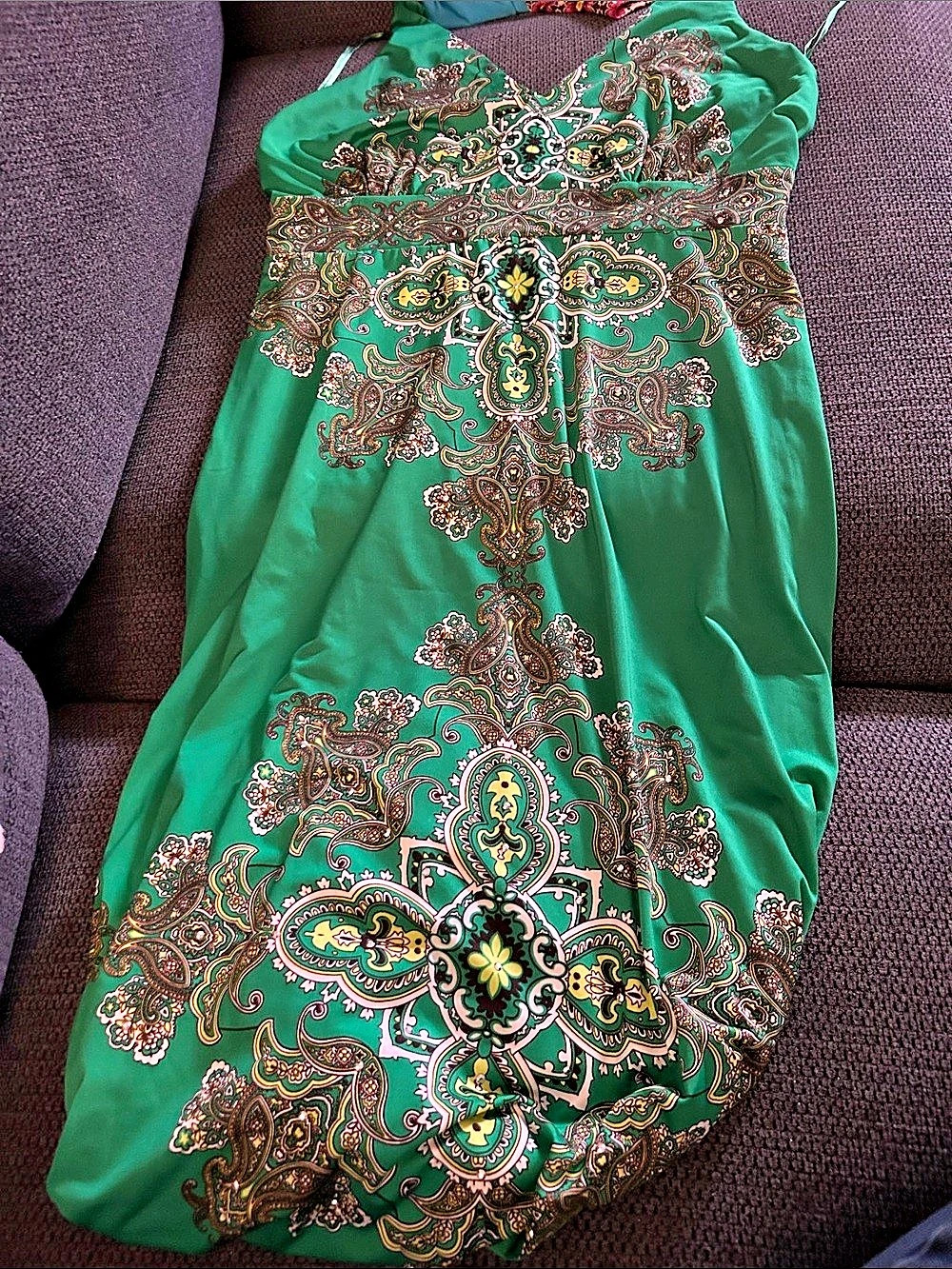 Paisley Green Maxi Dress Like New